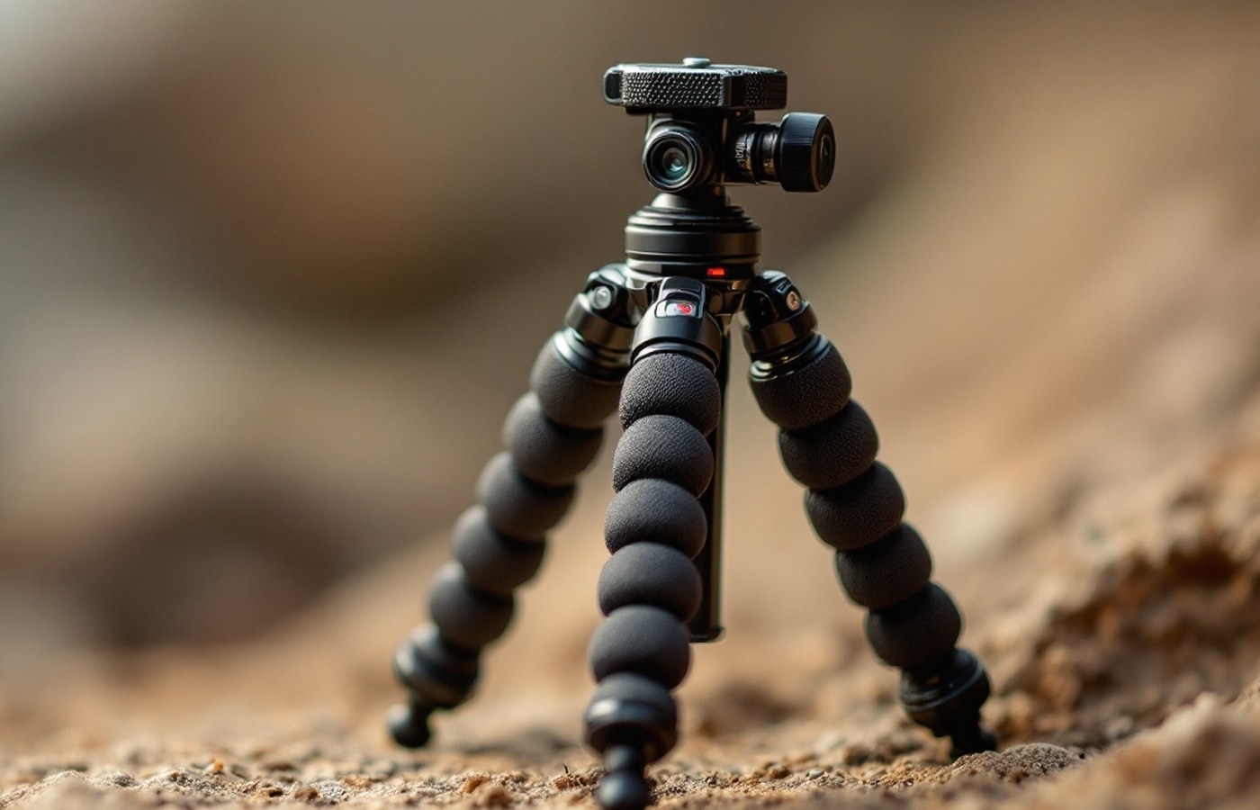 Close-up of the PIXI Smart ball head and push-button lock